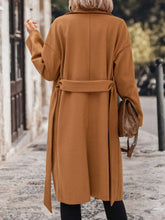 Perfee Dropped Shoulder Tie Waist Coat OutfitFlow